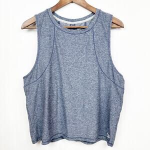 Reebok Split Back Workout‎ Top Sz L Heathered Blue Sleeveless Activewear Tankdd